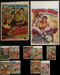 3a0678 LOT OF 11 FORMERLY FOLDED 1950S-70S TARZAN & JUNGLE JIM BELGIAN POSTERS 1950s-1970s cool!