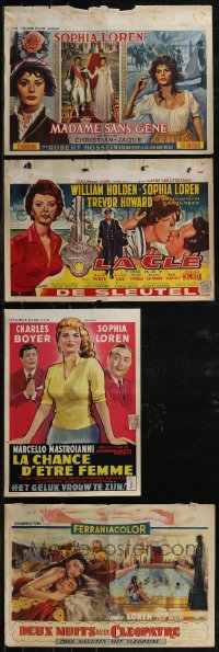 3a0688 LOT OF 4 FORMERLY FOLDED 1950S SOPHIA LOREN BELGIAN POSTERS 1950s cool movie images!