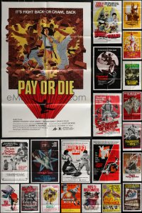 3a0258 LOT OF 25 FOLDED KUNG FU ONE-SHEETS 1970s-1980s great images from martial arts movies!