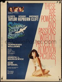 3b1336 SUDDENLY, LAST SUMMER 30x40 1960 artwork of super sexy Elizabeth Taylor in swimsuit!