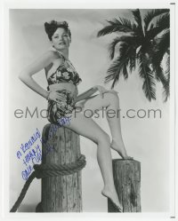 3b0909 GENE TIERNEY signed 8x10 REPRO photo 1980s sexy portrait in tropical two-piece bikini!