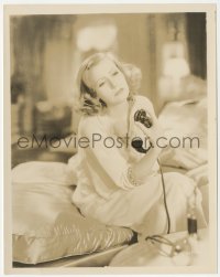 3b0920 GRAND HOTEL 8x10.25 still 1932 c/u of sad Greta Garbo sitting on bed with telephone!