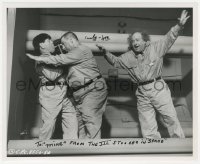 3b0947 JOE DERITA signed 8x10 REPRO photo 1980s by Joe DeRita, w/Moe & Larry in Three Stooges in Orbit!