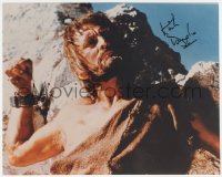 3b0962 KIRK DOUGLAS signed color 8x10 REPRO photo 1999 close up chained to stone wall in Spartacus!