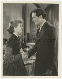 3b0971 LITTLE WOMEN 8x10.25 still 1933 c/u of Katharine Hepburn as Jo greeting John Lodge, Alcott