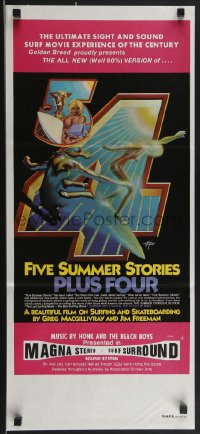 3b0253 FIVE SUMMER STORIES PLUS FOUR Aust daybill 1976 really cool surfing artwork by Rick Griffin!