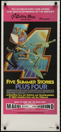 3b1378 FIVE SUMMER STORIES PLUS FOUR Aust daybill 1976 really cool surfing artwork by Rick Griffin!