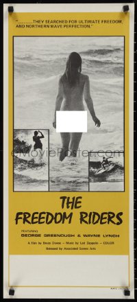 3b1379 FREEDOM RIDERS Aust daybill 1972 completely naked Aussie surfer girl, yellow border design!