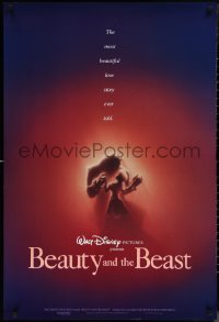 3b1666 BEAUTY & THE BEAST DS 1sh 1991 Disney cartoon classic, romantic dancing art by John Alvin!