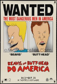 3b1668 BEAVIS & BUTT-HEAD DO AMERICA teaser 1sh 1996 Mike Judge, most dangerous men in America!