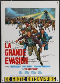 3b1259 GREAT ESCAPE Belgian R1970s Steve McQueen, Charles Bronson, John Sturges classic prison break!