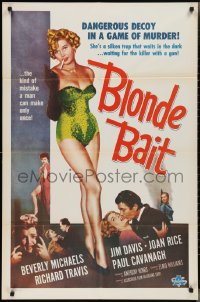 3b0269 BLONDE BAIT 1sh R1950s sexy smoking bad girl Beverly Michaels is a silken trap!