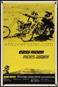 3b0287 EASY RIDER 1sh R1972 best classic image of Peter Fonda & Dennis Hopper on motorcycles!