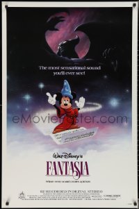 3b1688 FANTASIA 1sh R1985 Mickey from Sorcerer's Apprentice & Chernabog from Night on Bald Mountain!