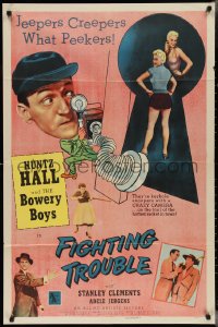 3b0289 FIGHTING TROUBLE 1sh 1956 Huntz Hall & the Bowery Boys, jeepers creepers what peekers!