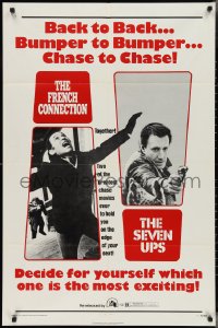 3b0295 FRENCH CONNECTION/SEVEN-UPS 1sh 1974 crime thriller double-bill, the greatest chase movies!