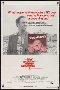 3b0293 FRENCH CONNECTION II style C 1sh 1975 John Frankenheimer, c/u of Gene Hackman exploding!