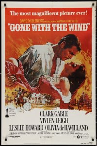 3b1695 GONE WITH THE WIND 1sh R1980s Howard Terpning art of Gable & Leigh over Burning Atlanta!