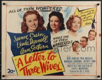 3b1197 LETTER TO THREE WIVES 1/2sh 1949 Jeanne Crain, Linda Darnell, Ann Sothern, young Kirk Douglas!