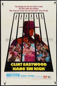 3b0301 HANG 'EM HIGH 1sh 1968 Clint Eastwood, they hung the wrong man, cool art by Kossin!