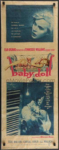 3b1134 BABY DOLL insert 1957 Elia Kazan, classic image of sexy troubled teen Carroll Baker!