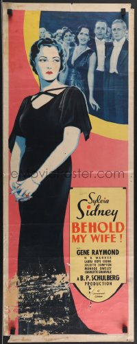 3b1135 BEHOLD MY WIFE insert 1934 art of Native American Sylvia Sidney who assimilates, ultra rare!