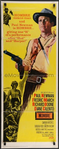 3b1155 HOMBRE insert 1966 best full-length image of Paul Newman pointing gun, Martin Ritt!