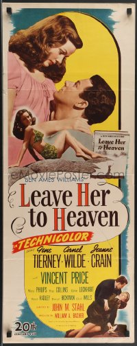 3b1157 LEAVE HER TO HEAVEN insert 1945 sexy Gene Tierney, Cornel Wilde, pretty Jeanne Crain!