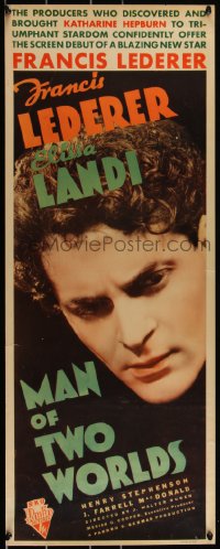 3b1160 MAN OF TWO WORLDS insert 1934 close-up of RKO's blazing new star Francis Lederer, ultra rare!