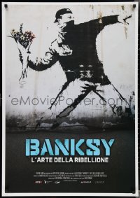 3b1387 BANKSY & THE RISE OF OUTLAW ART Italian 1sh 2020 art of rioter 'throwing' flowers!