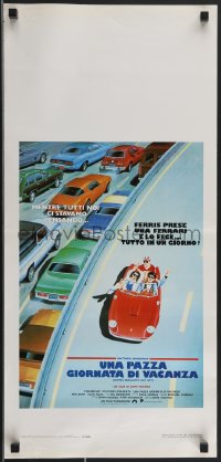 3b1125 FERRIS BUELLER'S DAY OFF Italian locandina 1987 best art of Broderick & friends in Ferrari!