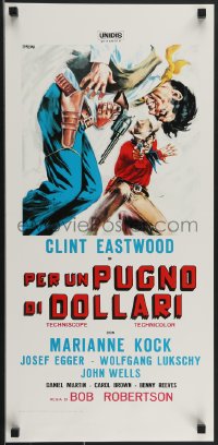 3b1126 FISTFUL OF DOLLARS Italian locandina R1970s different artwork of generic cowboy by Symeoni!