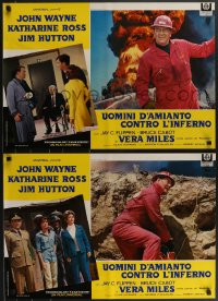 3b1216 HELLFIGHTERS set of 10 Italian 19x27 pbustas 1969 John Wayne as fireman Red Adair, Ross!