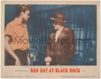 3b0456 BAD DAY AT BLACK ROCK LC #2 1955 Spencer Tracy tells John Ericson something bad has happened!