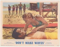 3b0475 DON'T MAKE WAVES LC 1967 Sharon Tate revives knocked out Tony Curtis with mouth to mouth!