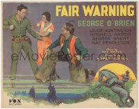 3b0402 FAIR WARNING TC 1931 artwork of George O'Brien, Louise Huntington and Mitchel Harris!