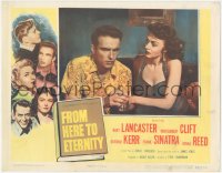 3b0485 FROM HERE TO ETERNITY LC 1953 c/u of Donna Reed comforting Montgomery Clift with drink!