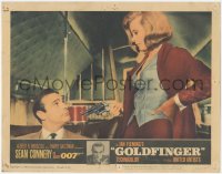 3b0498 GOLDFINGER LC #1 1964 sexy Honor Blackman points gun at Sean Connery as James Bond!