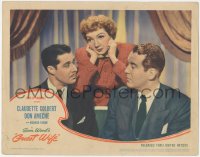 3b0501 GUEST WIFE LC 1945 great close up of Claudette Colbert between Don Ameche & Dick Foran!