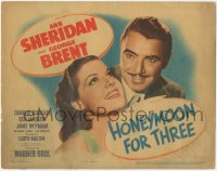 3b0408 HONEYMOON FOR THREE TC 1941 close up of pretty Ann Sheridan & George Brent, very rare!