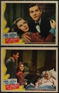 3b0687 IT STARTED WITH EVE 2 LCs 1941 Robert Cummings with Deanna Durbin + Charles Laughton!