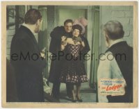 3b0531 LODGER LC 1943 Sanders points gun at Laird Cregar as Jack the Ripper choking Merle Oberon!