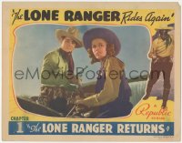 3b0532 LONE RANGER RIDES AGAIN chapter 1 LC 1939 Robert Livingston & Jinx Falkenburg, full-color!