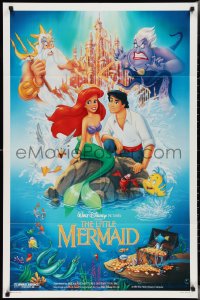 3b0315 LITTLE MERMAID DS 1sh 1989 great Bill Morrison art of Ariel & cast, Disney underwater cartoon