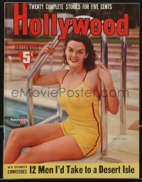 3b0222 HOLLYWOOD magazine June 1941 cover portrait of sexy Jane Russell in swimsuit by pool!