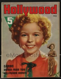 3b0215 HOLLYWOOD magazine March 1938 cover portrait of Shirley Temple in Rebecca of Sunnybrook Farm!