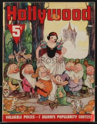 3b0216 HOLLYWOOD magazine May 1938 cover art of Walt Disney's Snow White and the Seven Dwarfs!