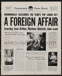 3b0087 FOREIGN AFFAIR pressbook 1948 Jean Arthur, Marlene Dietrich, Billy Wilder, Lund, ultra rare!