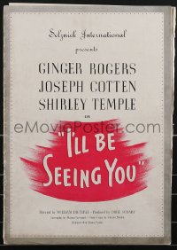 3b0099 I'LL BE SEEING YOU pressbook 1944 Ginger Rogers, Joseph Cotten & Shirley Temple, ultra rare!