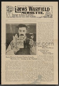 3b0742 LOEW'S WARFIELD NEWSETTE 5.5x8 magazine 1924 Buster Keaton in Sherlock Jr., ultra rare!